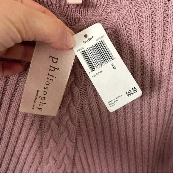 Philosophy Studded Cable Knit Tunic Sweater Pink Size XL NWT - Picture 6 of 7